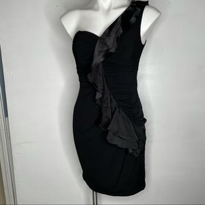 DB Studios Black one shoulder ruched cocktail dress